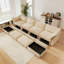 Canapé en U à 4 places avec repose-pieds avec repose-pieds, canapé à 4 places avec 2 repose-pieds mobiles, canapé modulaire surdimensionné avec 6 sièges et tiroir coulissant sous chaque siège, chenille blé