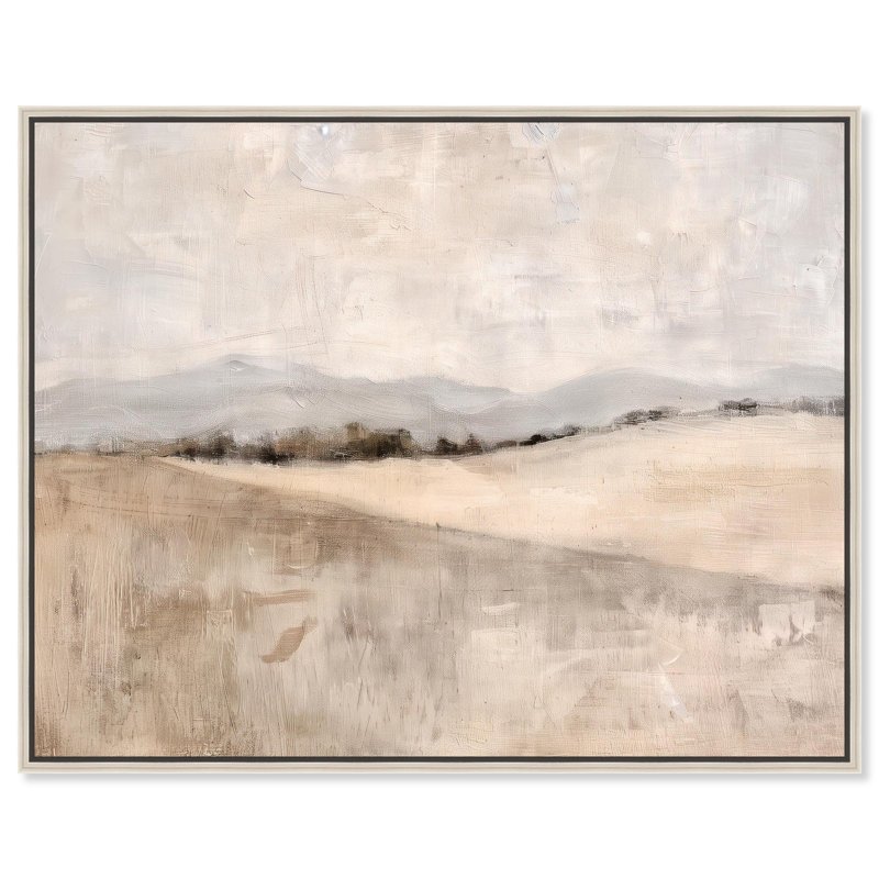 Distant Hills II, toile de paysage, peintures par , Encadrement argenté, H 17 po x l 21 po