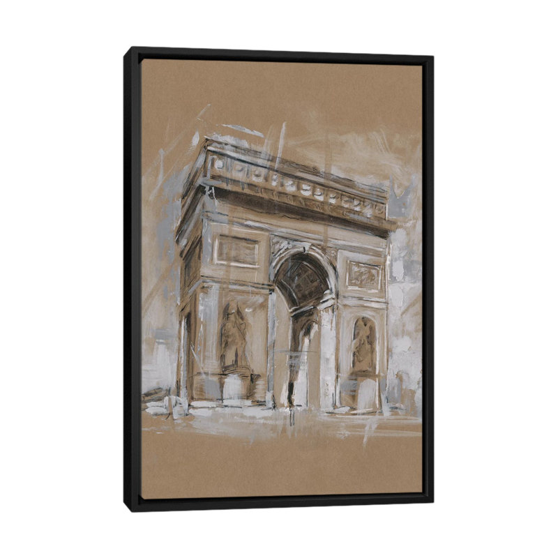 "Brushtravail architecture Study I" par Ethan Harper, reproduction d’art, H 48 po x l 32 po x P 1,5 po, Toile avec cadre noir