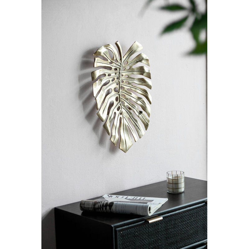 Décoration murale feuille d'or Monstera, H 1,4 po x l 18,9 po x P 13,4 po