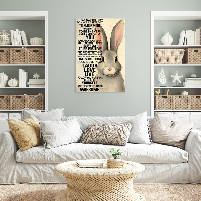 «Rabbit Today Is A Good Day», impression sur toile, H 36 po x l 24 po x P 1,25 po