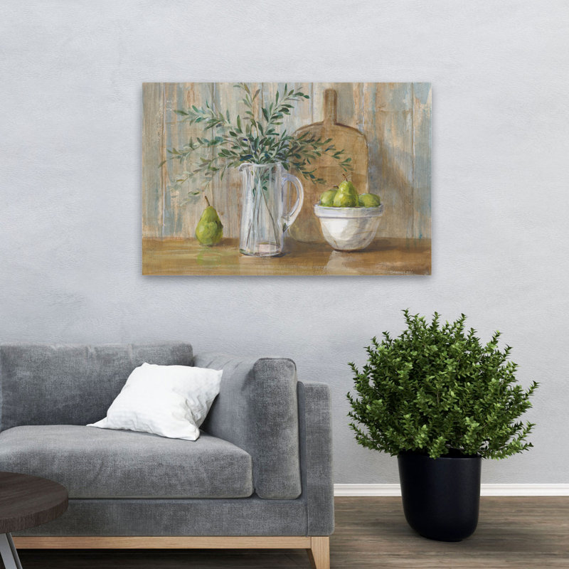 Art de cuisine bleu et bol d'automne, H 32 po x l 48 po