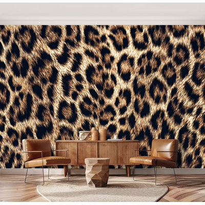 Wall Mural Peel and Stick classic leopard fur print tone animal dots wild feline brown coat layer Large Wallpaper Self-Adhesive Removable Contact Paper Wall Decor for Living Room Bedroom Nursery 69"H x 96"W