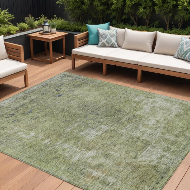 Tapis intérieur lavable abstrait vert artichaut 9 pi x 12 pi