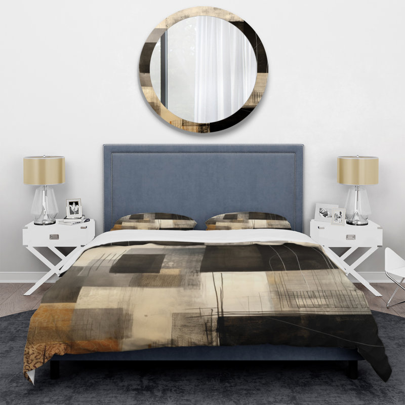 Ensemble de housse de couette en microfibre / polyester noir Mid Century Fusion II