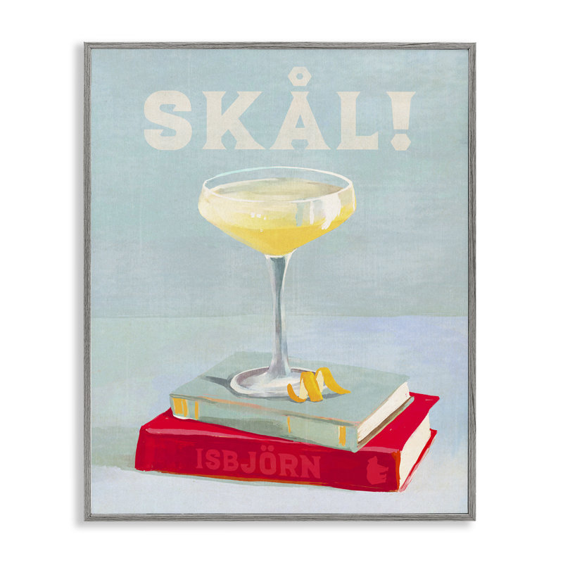 «Skal Cocktail & Bookstack», estampe numérique encadrée par The Whiskey Ginger bk-080, Estampe numérique Farmhouse