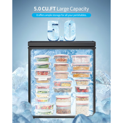 5.0 Cu.Ft. Chest Freezer with Removable Storage Basket,Deep Freezer with Adjustable Temperature Controls(-7.6°F~6.8°F ), Digital Thermostat &Top Open Door,Quiet 32dB (Black/White)