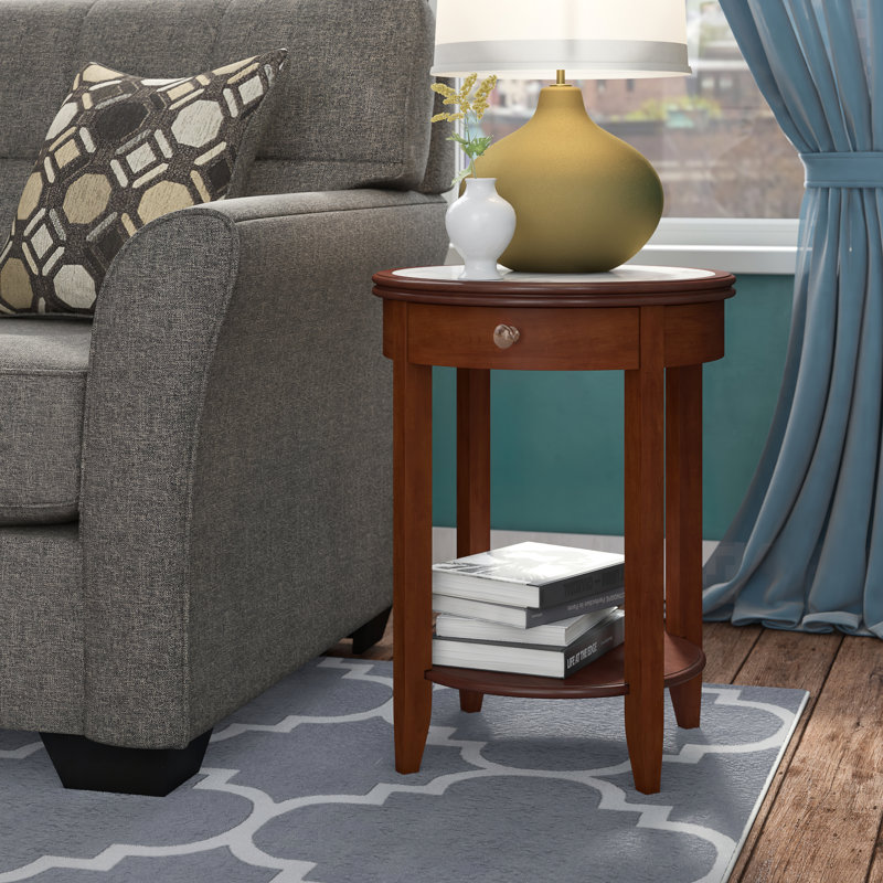 Table de bout avec rangement Carbin, Blanc / Espresso