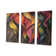 " Vintage Colorful Pastel Leaves Watercolor Gray " 3 - Pieces on Canvas