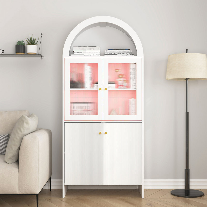 Armoire en dôme moderne en bois aggloméré inspiré de la technologie, une combinaison intelligente de rangement pour les collations et d'éclairage à DEL