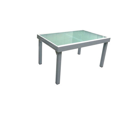 Lola Rectangular Glass Top Dining Table with Wood Base