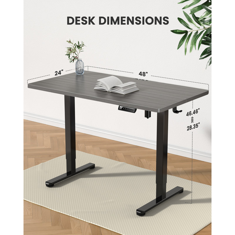 Arnfred Height Adjustable Rectangle Standing Desk, Gray/Black, 48*24
