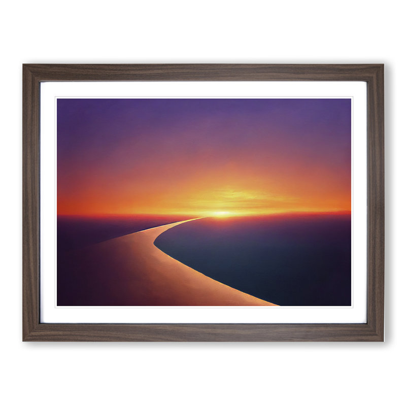 Showstopping Ocean Beach Sunset - Framed Print, 46cm H x 64cm W x 2cm D, Walnut