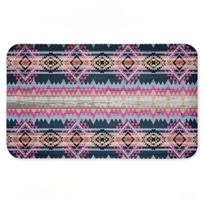 Boho Geometric Pink & Blue Printed Anti-Fatigue Floor Mat, design by Jennifer Ellory, 30"x18"