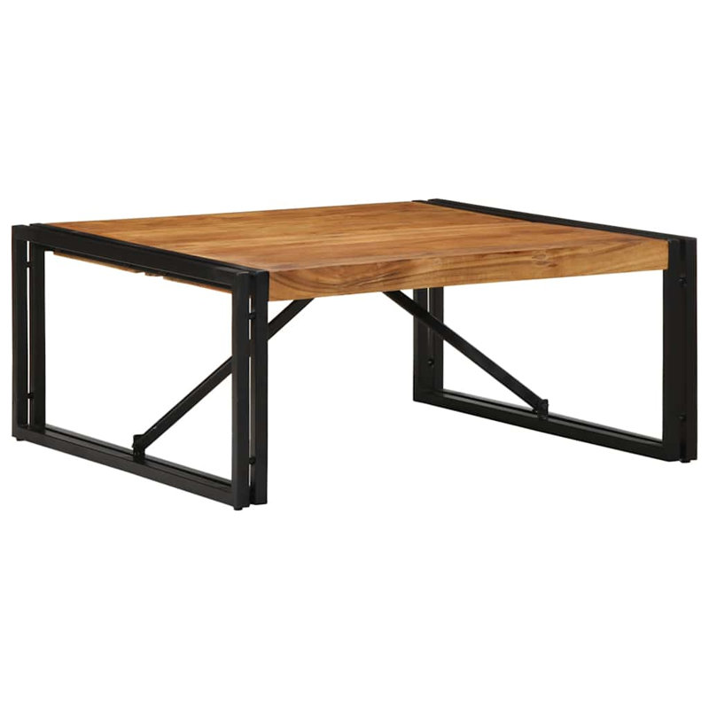Coffee Table Solid Wood Acacia, 35cm H x 80cm W x 80cm D, Brown
