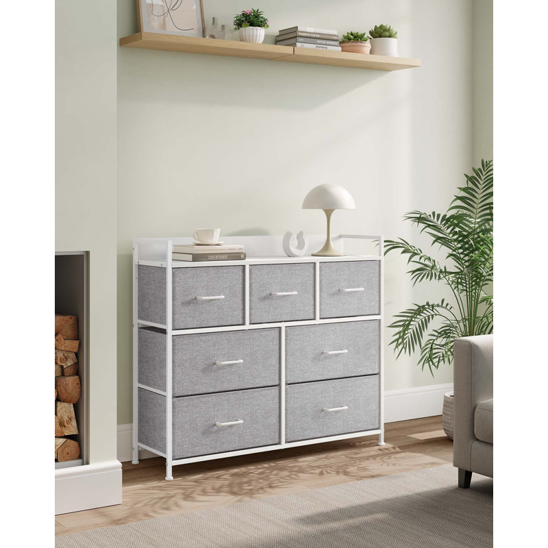 Aeronwy 98cm W 7 - Drawer Chest of Drawers, Dove Grey/White