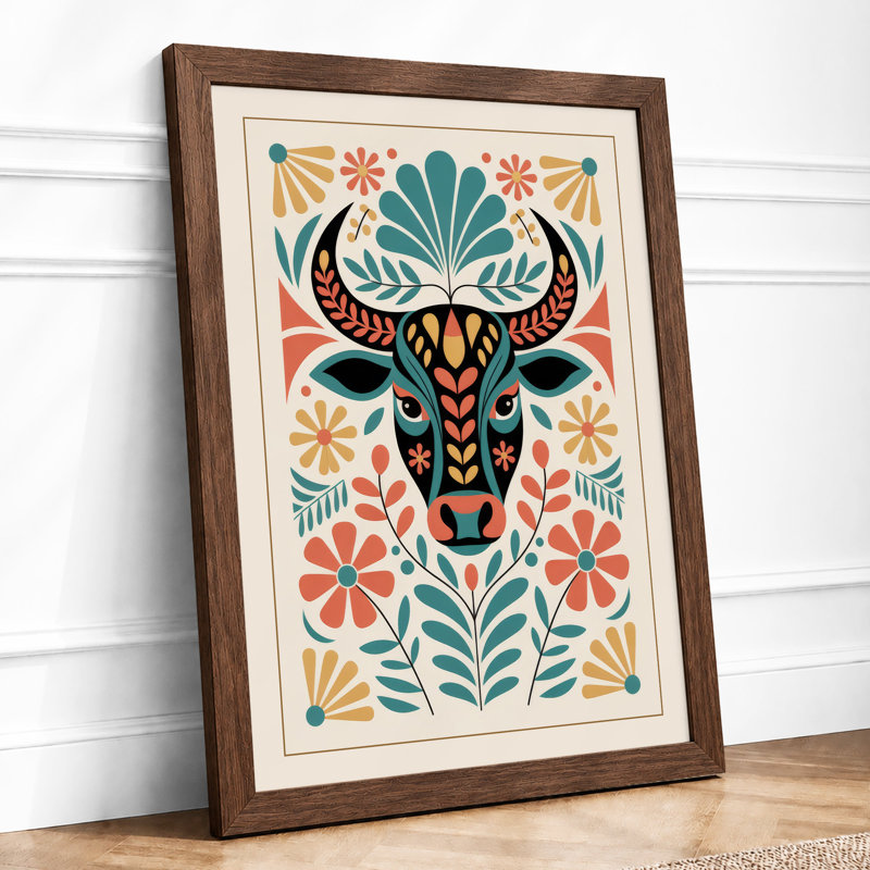 Ceremonial Bull Boho - Print, A2 - 59.4 x 42.0 cm, Walnut