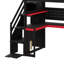 Lit mezzanine simple en bois à des fins de jeu, comprenant des escaliers pour le rangement, un bureau intégré, des tablettes et un panneau perforé-603650905-603650911