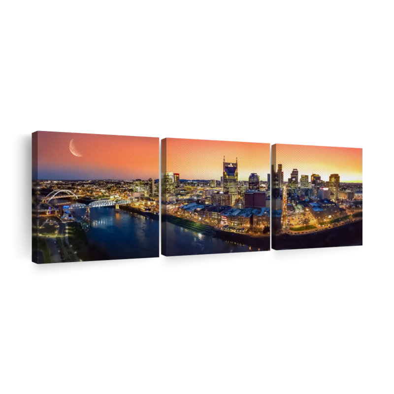 «Nashville Sunset Panorama», reproduction d'art sur toile, H 8 po x l 26 po x P 1 po