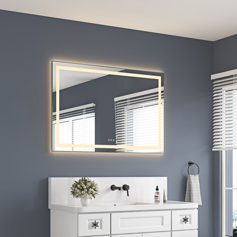Miroir de salle de bain DEL, Noir, 48 po x 72 po