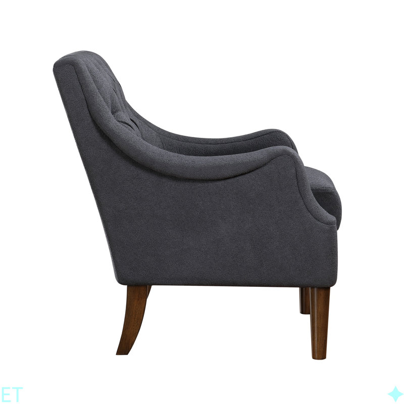 Chaise d'appoint avec capitonnage à boutons et tissu d'ameublement de salon moderne, Gris foncé