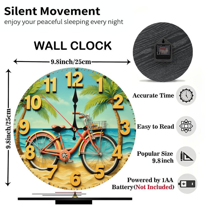 horloge de vélo de plage scène océanique conception d'été