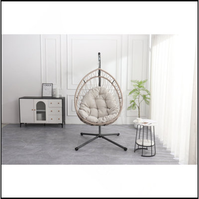 Fauteuil suspendu d'extérieur en forme d'œuf avec support, balancelle de patio en forme d'œuf, chaise berçante d'intérieur, hamac d'extérieur en forme d'œuf