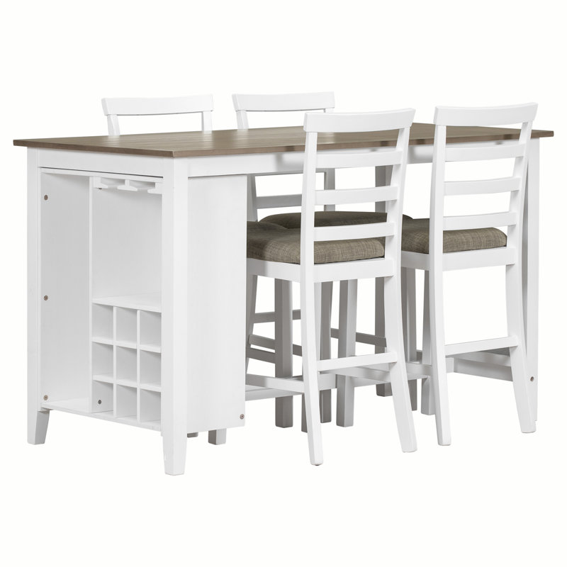 Swinney Kitchen Island Set, White/Brown