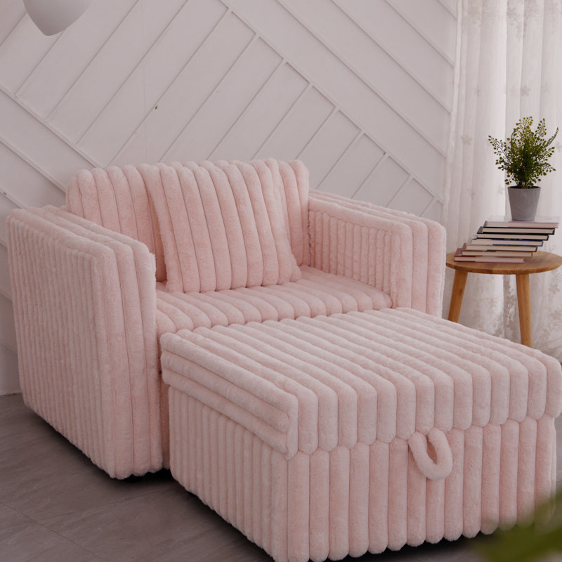 44.9" Modular Single In Pink - Comfortable & Versatile For Different Needs. Microfiber Metal. Detachable Cushions Easy Cleaning. Hydraulic Lift Storage. Modern Design. 2 Bedroom Living Room Versatile.