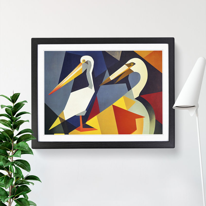 Abstract Pelicans Vol.1 - Framed Print, Black, 34cm H x 46cm W x 2cm D