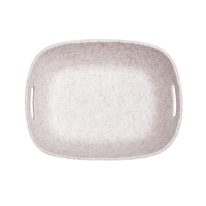 Cream Strong Felt Oval Basket Set/3, 5.75" H x 12.5" W x 9.5" D