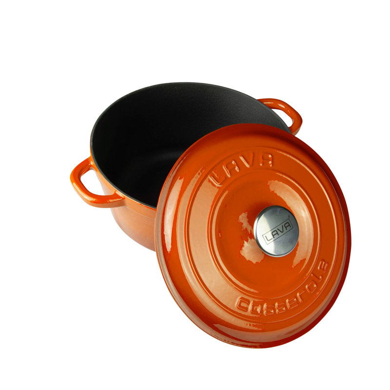 Casserole en fonte émaillée lave 5 pte Série ronde Heritage avec couvercle tendance, Orange
