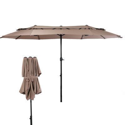 13 Ft. Double Sided Rectangular Double Layer Outdoor Patio Market Umbrella With Crank Lift
