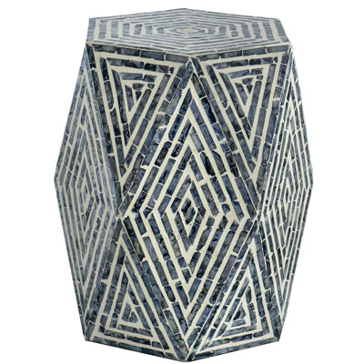 Black/White Hexagon Seat, 16X14x18", Living Room Table Foyer Table, Black/White, Art Decor