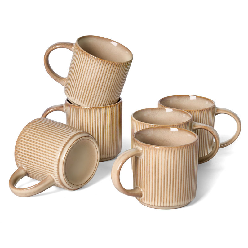 Ensemble de 6 tasses en grès, crème, Cream