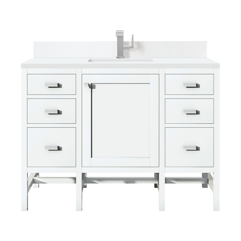 Addison 48'' W Single Vanity, Carrara White, Glossy White, 8" Widespread