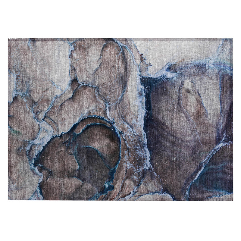 Tapis extérieur lavable antidérapant 2 pi x 3 pi bleu marine