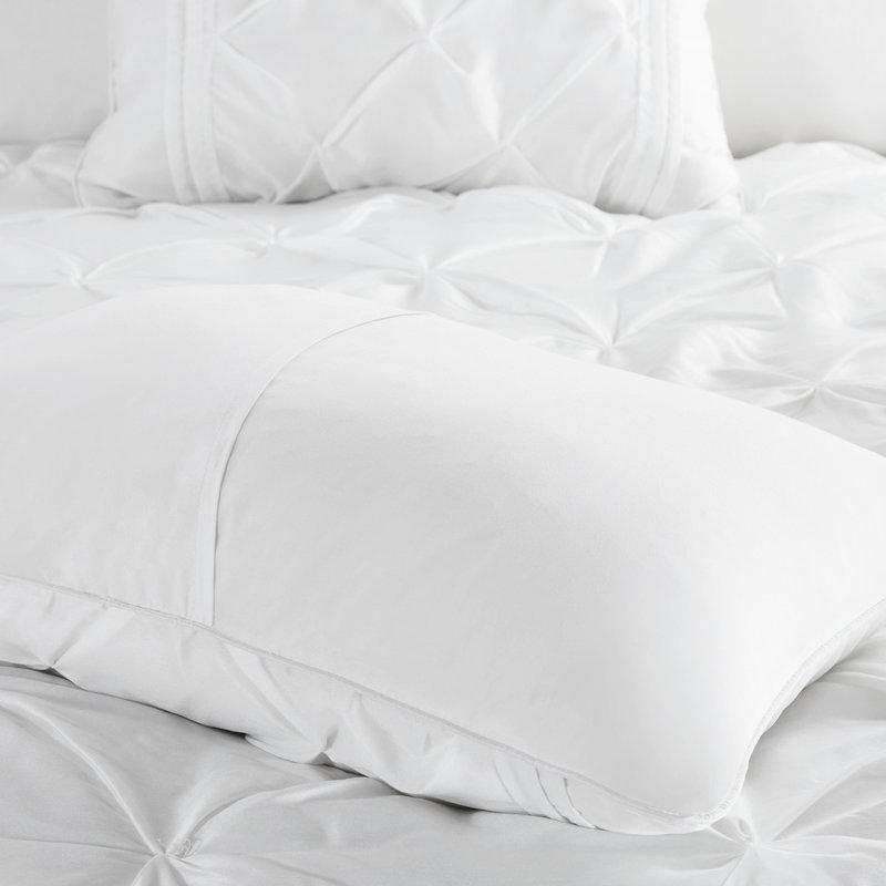 Édredon 7 pièces pour très grand lit - 1 magnifique édredon blanc, 2 taies décoratives, 3 coussins décoratifs, jupe de lit lavable et lavable