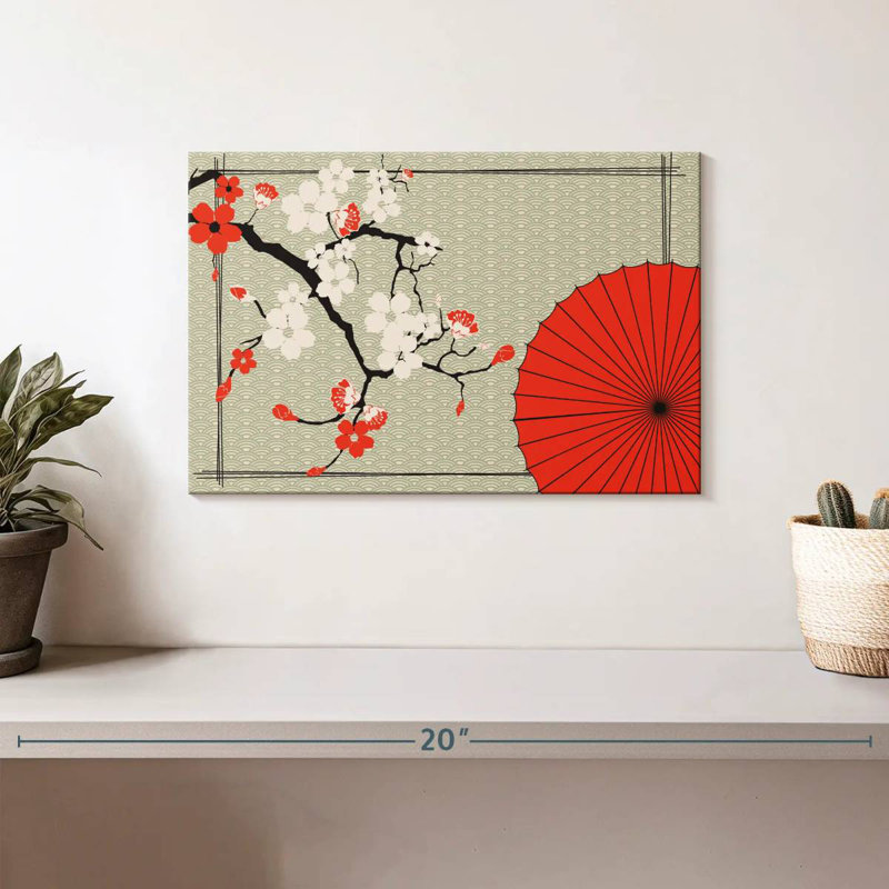 Kerner Red And White Sakura, 8" H x 12" W