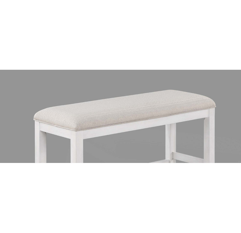 Transitional Finish Fabric Upholstered Counter-Height Dining Bench, White, White
