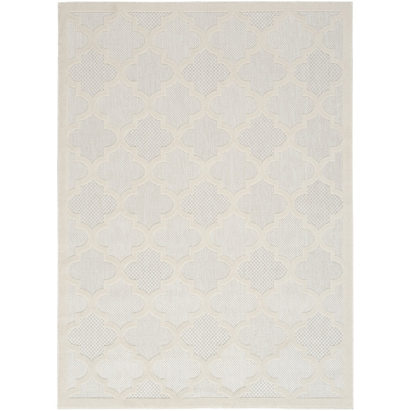 Adianey Red Barrel Studio Easy Care Trellis Ivory/White Indoor/Outdoor Area Rug, Runner 2' x 4'