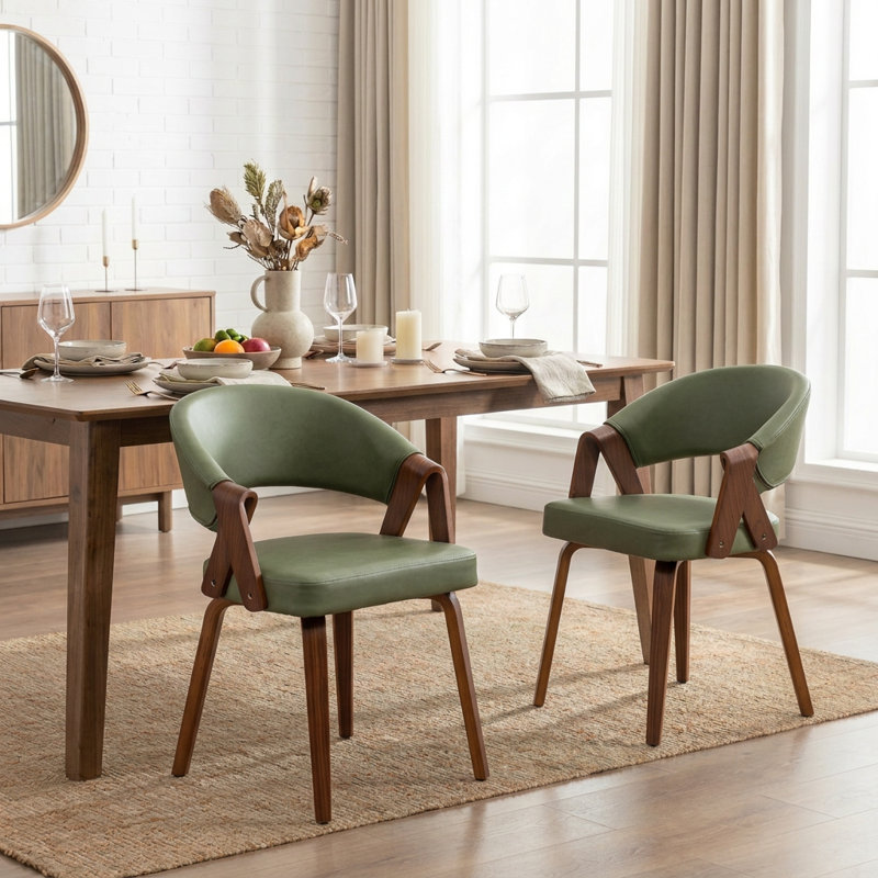Chaise rembourrée en similicuir Providence, Vert