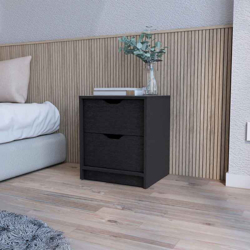Table de chevet polyvalente 2 en noir pour décorer une chambre à coucher, Noir