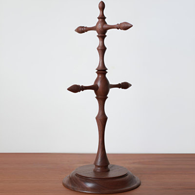 Vintage Black Walnut Tree Shaped Cup Holder - Handmade Craftsmanship, Showcasing Artistic Storage Of Coffee Time
