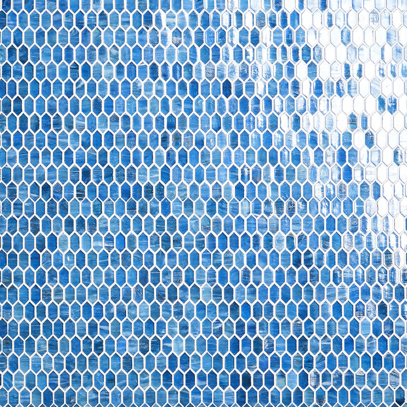 Whisper 11.61" x 11.73" Polished Mini Picket Glass Mosaic Wall Tile (0.94 Sq. Ft. / each), Iridescent Marine