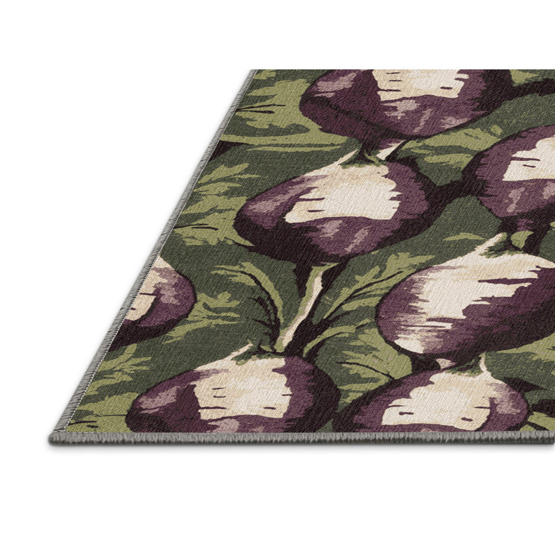 Washable Turnips Vegetables Area Rug, Round 3'