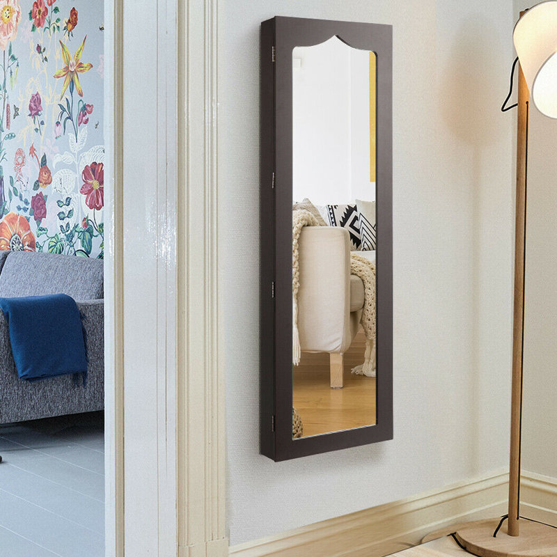 Armoire à bijoux murale avec miroir Anyha, Brun