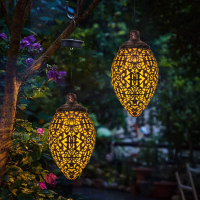 GENKENT Hanging Solar Lights Solar Lantern LED Garden Lights, Waterproof LED Lights, Outdoor Hollow Art Hanging Decor GENKENT Hanging Solar Lights Solar Lantern LED Garden Lights, Waterproof LED Lights, Outdoor Hollow Art Hanging Decor