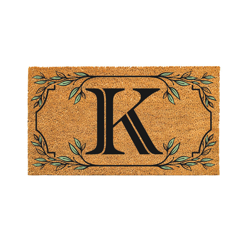 Tapis monogramme en fibre de coco, lettre «K», E
