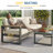 All Aluminum Outdoor Furniture Set for all Weather, 9-Person Patio Furniture Set with Wood Armrest for Skin-friendly Touch, 7-Piece Outdoor Patio Set with Removable Cushion-1919193824